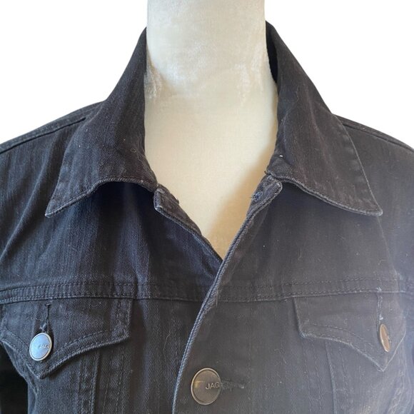 JAG women's M black collared long sleeve button down denim jean jacket pockets - Picture 5 of 9